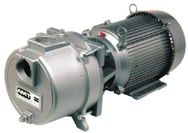 American Machine & Tool - 230 Volt, 20 Amp, 1 Phase, 5 HP, Self Priming Sewage Trash Pump - 184JM Frame, 2 Inch Inlet, TEFC Motor, Cast Iron Housing, Stainless Steel Impeller, Buna N Seal - Eagle Tool & Supply