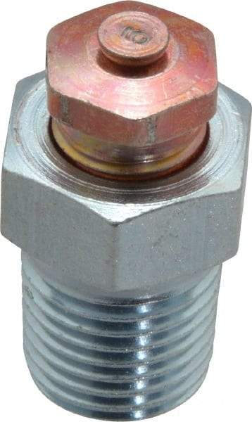 LDI Industries - 1/4-18 Thread, 1 to 5 psi Relief Pressure, Steel, Relief Vent - 1-1/8" High, 15.75mm Hex Flats Diam - Eagle Tool & Supply