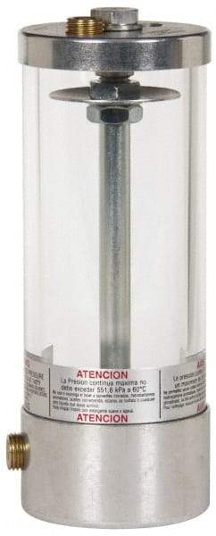 LDI Industries - 1 Outlet, Polymer Bowl, 2,802.19 Cu. cm Air-Operated Oil Reservoir - 3/8 NPTF Outlet, 3-1/2" Diam x 27-1/64" High, 60°C Max - Eagle Tool & Supply