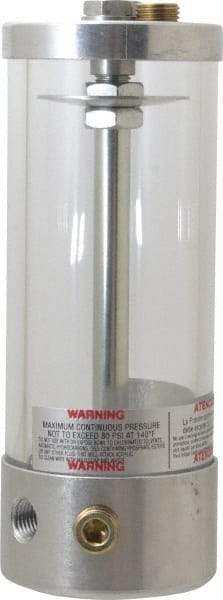 LDI Industries - 1 Outlet, Polymer Bowl, 229.42 Cu. cm Air-Operated Oil Reservoir - 1/4 NPTF Outlet, 2-1/2" Diam x 6-5/8" High, 60°C Max - Eagle Tool & Supply