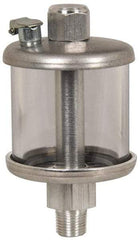 LDI Industries - 1 Outlet, Polymer Bowl, 40.7 mL No Flow Control Oil Reservoir - 1/4 NPTF Outlet, 1-3/4" Diam x 2-61/64" High, 60°C Max - Eagle Tool & Supply