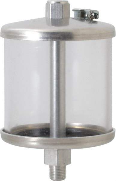 LDI Industries - 1 Outlet, Polymer Bowl, 147.9 mL No Flow Control Oil Reservoir - 1/8 NPTF Outlet, 2-1/2" Diam x 4-1/8" High, 60°C Max - Eagle Tool & Supply
