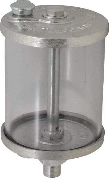 LDI Industries - 1 Outlet, Polymer Bowl, 0.47 L No Flow Control Oil Reservoir - 3/8 NPTF Outlet, 3-1/2" Diam x 6-9/16" High, 60°C Max - Eagle Tool & Supply