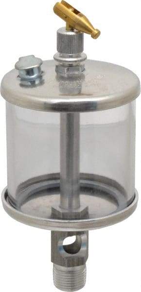 LDI Industries - 1 Outlet, Polymer Bowl, 147.9 mL Manual-Adjustable Oil Reservoir - 3/8 NPTF Outlet, 2-1/2" Diam x 6-3/8" High, 71.11°C Max - Eagle Tool & Supply