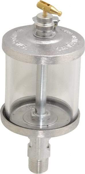 LDI Industries - 1 Outlet, Glass Bowl, 266.2 mL Manual-Adjustable Oil Reservoir - 1/2 NPTF Outlet, 3" Diam x 7.81" High, 121.11°C Max - Eagle Tool & Supply