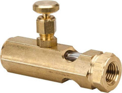 LDI Industries - 1/4 Outlet Thread, 1/4 Inlet Thread, Brass, Straight Valve, Oil Reservoir Needle Valve - 1 Outlet, FNPTF Inlet Thread, FNPTF Outlet Thread - Eagle Tool & Supply