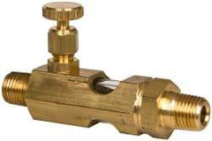 LDI Industries - 1/4 Outlet Thread, 1/4 Inlet Thread, Brass, Straight Valve, Oil Reservoir Needle Valve - 1 Outlet, MNPTF Inlet Thread, MNPTF Outlet Thread - Eagle Tool & Supply