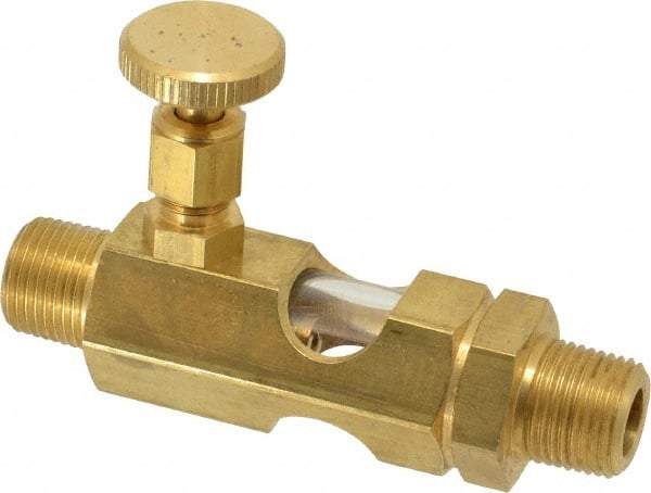 LDI Industries - 3/8 Outlet Thread, 3/8 Inlet Thread, Brass, Straight Valve, Oil Reservoir Needle Valve - 1 Outlet, MNPTF Inlet Thread, MNPTF Outlet Thread - Eagle Tool & Supply