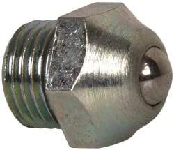 Gits - 5/16-32 Thread, Brass, Zinc Plated, Threaded One Piece, Ball Valve Oil Hole Cover - 15/32" Drive Diam, 15/32" Overall Height, 3/16" Thread Length, UNEF Thread - Eagle Tool & Supply