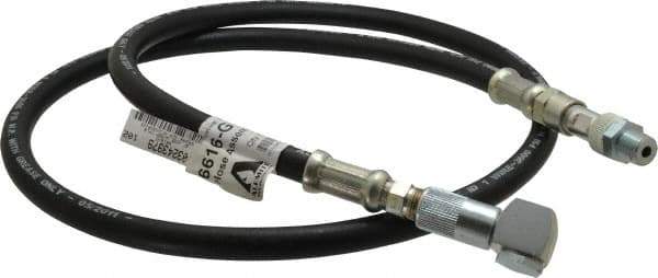 Alemite - 5-1/2' Long, Grease Gun Hose & Coupler Assembly - Includes Check Valve & Swivel - Eagle Tool & Supply