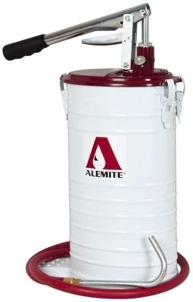 Alemite - Oil & Grease Lubrication 1 Strokes/oz Flow Steel, Aluminum & Stainless Steel Lever Hand Pump - For 25 Lb Container - Eagle Tool & Supply