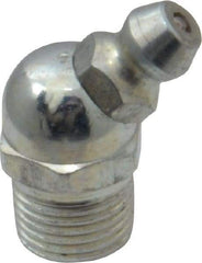 Alemite - 45° Head Angle, 1/8 PTF Steel Standard Grease Fitting - 7/16" Hex, 57/64" Overall Height, 19/64" Shank Length, 10,000 Operating psi, Zinc Plated Finish - Eagle Tool & Supply