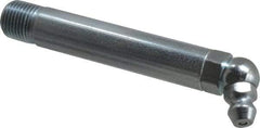 Alemite - 65° Head Angle, 1/8 PTF Carbon Steel Standard Grease Fitting - 3/8" Hex, 2-3/4" Overall Height, 2-1/4" Shank Length, 10,000 Operating psi, Zinc Plated Finish - Eagle Tool & Supply