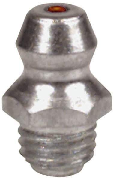 Alemite - Straight Head Angle, 1/4-28 NPT Steel Standard Grease Fitting - 5/16" Hex, 31/32" Overall Height, 5/8" Shank Length, 10,000 Operating psi - Eagle Tool & Supply