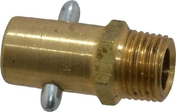 Alemite - Straight Head Angle, 1/8 PTF Brass Pin-Style Grease Fitting - 7/16" Hex, 31/32" Overall Height, 17/64" Shank Length, 3,000 Operating psi, Zinc Plated Finish - Eagle Tool & Supply