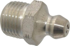 Alemite - Straight Head Angle, 1/8 PTF Stainless Steel Standard Grease Fitting - 7/16" Hex, 3/4" Overall Height, 5/16" Shank Length - Eagle Tool & Supply