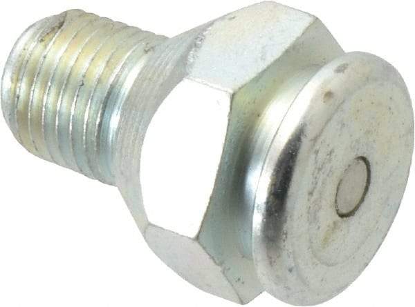 Alemite - Straight Head Angle, 1/4 NPTF Button-Head Grease Fitting - 7/8" Hex, 1-1/4" Overall Height, 1/2" Shank Length, 15,000 Operating psi, Zinc Plated Finish - Eagle Tool & Supply