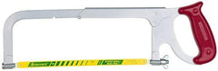 Starrett - 8, 10, 12" Hacksaw - 3-3/4" Throat Depth, Plastic Handle, Red Plastic D-Style Handle - Eagle Tool & Supply
