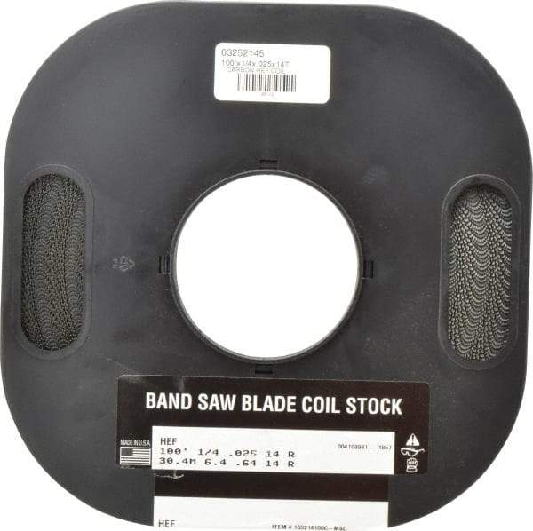 M.K. MORSE - 1/4" x 100' x 0.025" Carbon Steel Band Saw Blade Coil Stock - 14 TPI, Toothed Edge, Raker Set, Flexible Back, Constant Pitch, - Eagle Tool & Supply