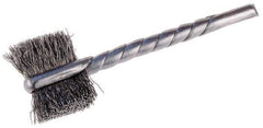 Osborn - 1-1/8" Diam Flat Steel Tube Brush - 0.005" Filament Diam, 5/8" Brush Length, 2-1/4" OAL, 1/8" Diam Shank - Eagle Tool & Supply
