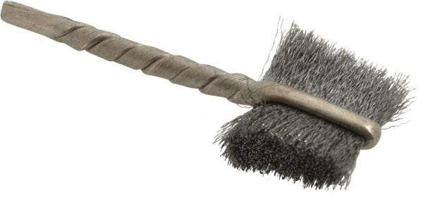 Osborn - 3/4" Diam Flat Steel Tube Brush - 0.003" Filament Diam, 5/8" Brush Length, 2-1/4" OAL, 1/8" Diam Shank - Eagle Tool & Supply