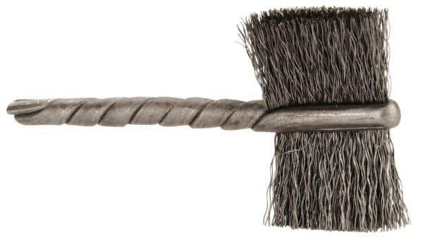 Osborn - 1" Diam Flat Steel Tube Brush - 0.005" Filament Diam, 5/8" Brush Length, 2-1/4" OAL, 1/8" Diam Shank - Eagle Tool & Supply
