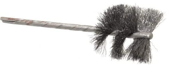 Osborn - 1-1/8" Diam Helical Steel Tube Brush - 0.005" Filament Diam, 1" Brush Length, 3-1/2" OAL, 1/8" Diam Shank - Eagle Tool & Supply