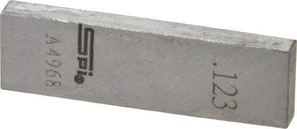 SPI - 0.123" Rectangular Steel Gage Block - Accuracy Grade 0, Includes NIST Traceability Certification - Eagle Tool & Supply