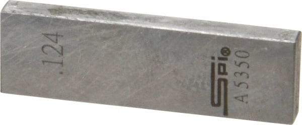 SPI - 0.124" Rectangular Steel Gage Block - Accuracy Grade 0, Includes NIST Traceability Certification - Eagle Tool & Supply