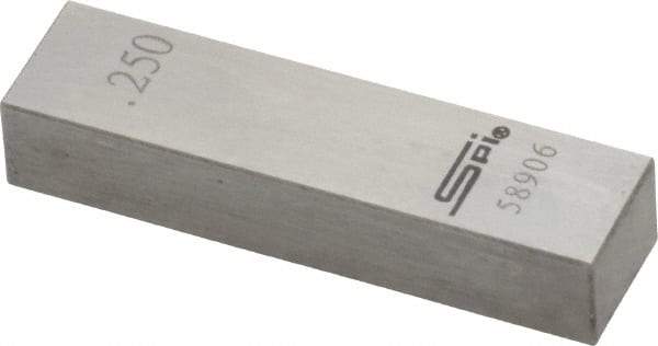 SPI - 0.25" Rectangular Steel Gage Block - Accuracy Grade 0, Includes NIST Traceability Certification - Eagle Tool & Supply