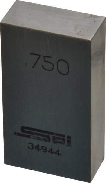 SPI - 0.75" Rectangular Steel Gage Block - Accuracy Grade 0, Includes NIST Traceability Certification - Eagle Tool & Supply