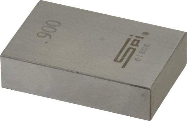 SPI - 0.9" Rectangular Steel Gage Block - Accuracy Grade 0, Includes NIST Traceability Certification - Eagle Tool & Supply