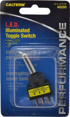 Gardner Bender - 2 Position, 12 Volt, 16 Amp, 1/2 Hole Diam, Red LED Glow Dot Toggle Switch - On Off Sequence, 1 Switch, Black - Eagle Tool & Supply