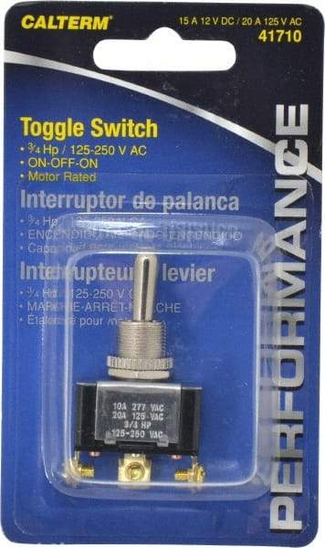 Gardner Bender - 3 Position, 12 Volt, 15 Amp, 1/2 Hole Diam, Metal Toggle Switch - On Off On Sequence, 1 Switch, Silver - Eagle Tool & Supply