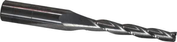 SGS - 1° Taper Angle per Side, 1/4" Small End Diam, 2" LOC, Solid Carbide 3 Flute Tapered Square End Mill - 4" OAL, 1/2" Shank Diam, Spiral Flute, 28° Helix - Eagle Tool & Supply