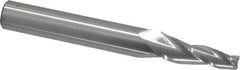 SGS - 5° Taper Angle per Side, 1/4" Small End Diam, 1-1/4" LOC, Solid Carbide 3 Flute Tapered Square End Mill - 4" OAL, 1/2" Shank Diam, Spiral Flute, 28° Helix - Eagle Tool & Supply