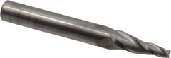 SGS - 7° Taper Angle per Side, 3/16" Small End Diam, 1-1/4" LOC, Solid Carbide 3 Flute Tapered Square End Mill - 4" OAL, 1/2" Shank Diam, Spiral Flute, 28° Helix - Eagle Tool & Supply