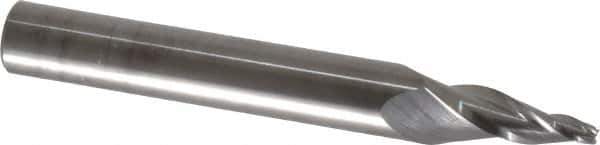 SGS - 10° Taper Angle per Side, 1/8" Small End Diam, 1" LOC, Solid Carbide 3 Flute Tapered Square End Mill - 4" OAL, 1/2" Shank Diam, Spiral Flute, 28° Helix - Eagle Tool & Supply