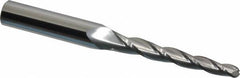 SGS - 1.5° Taper Angle per Side, 3/16" Small End Diam, 1-3/4" LOC, Solid Carbide 3 Flute Tapered Ball End Mill - 3-1/2" OAL, 3/8" Shank Diam, Spiral Flute, 28° Helix - Eagle Tool & Supply