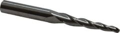 SGS - 3° Taper Angle per Side, 5/32" Small End Diam, 1-3/4" LOC, Solid Carbide 3 Flute Tapered Ball End Mill - 3-1/2" OAL, 3/8" Shank Diam, Spiral Flute, 28° Helix - Eagle Tool & Supply