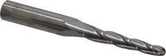 SGS - 2° Taper Angle per Side, 1/4" Small End Diam, 2" LOC, Solid Carbide 3 Flute Tapered Ball End Mill - 4" OAL, 1/2" Shank Diam, Spiral Flute, 28° Helix - Eagle Tool & Supply
