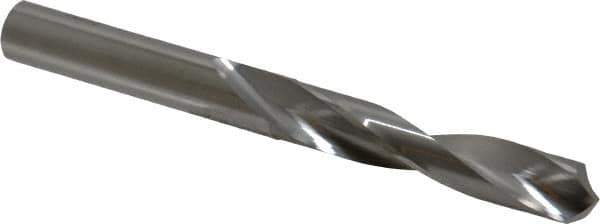 SGS - 7/16" 118° Solid Carbide Jobber Drill - Bright Finish, Right Hand Cut, Spiral Flute, Straight Shank, 4-1/2" OAL, Faceted Point - Eagle Tool & Supply