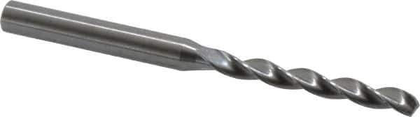 Kennametal - #12 130° Solid Carbide Jobber Drill - Bright Finish, Right Hand Cut, Spiral Flute, Straight Shank, 3.23" OAL, Standard Point - Eagle Tool & Supply
