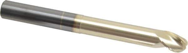 Accupro - 5/8" Diam, 3/4" LOC, 3 Flute Solid Carbide Ball End Mill - ZrN Finish, Single End, 6" OAL, 5/8" Shank Diam, Spiral Flute - Eagle Tool & Supply