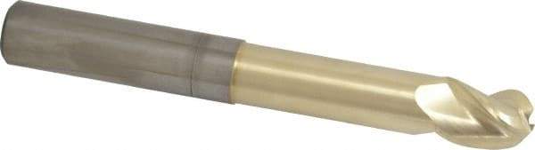 Accupro - 3/4" Diam, 1" LOC, 3 Flute Solid Carbide Ball End Mill - ZrN Finish, Single End, 6" OAL, 3/4" Shank Diam, Spiral Flute - Eagle Tool & Supply