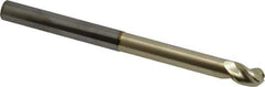 Accupro - 5/16" Diam, 7/16" LOC, 3 Flute Solid Carbide Ball End Mill - ZrN Finish, Single End, 4" OAL, 5/16" Shank Diam, Spiral Flute - Eagle Tool & Supply