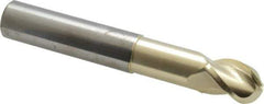 Accupro - 3/4" Diam, 1" LOC, 3 Flute Solid Carbide Ball End Mill - ZrN Finish, Single End, 5" OAL, 3/4" Shank Diam, Spiral Flute - Eagle Tool & Supply