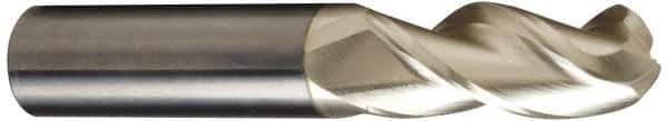 Accupro - 1" Diam, 3-1/4" LOC, 3 Flute Solid Carbide Ball End Mill - ZrN Finish, Single End, 6" OAL, 1" Shank Diam, Spiral Flute - Eagle Tool & Supply