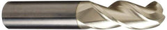 Accupro - 25mm Diam, 38mm LOC, 3 Flute Solid Carbide Ball End Mill - ZrN Finish, Single End, 100mm OAL, 25mm Shank Diam, Spiral Flute - Eagle Tool & Supply