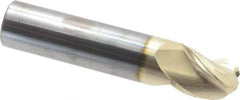Accupro - 1" Diam, 1-1/4" LOC, 3 Flute Solid Carbide Ball End Mill - ZrN Finish, Single End, 5" OAL, 1" Shank Diam, Spiral Flute - Eagle Tool & Supply